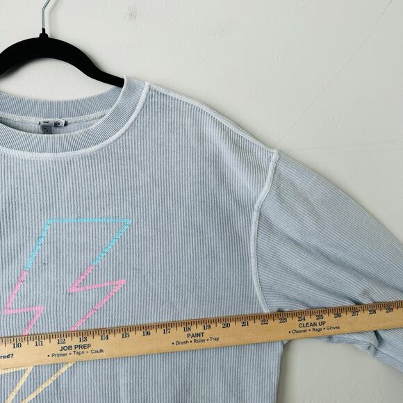 CHICA-D Light Gray, Multi Crew Neck Ribbed Sweatshirt; Size Small - Picture 4 of 9